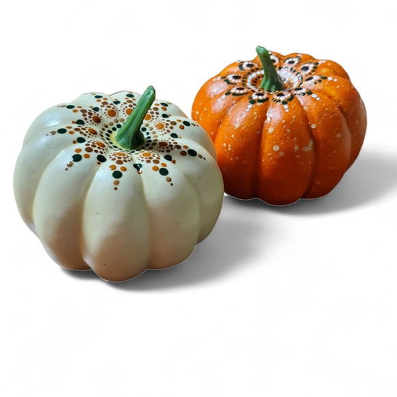 Handpainted Foam Pumpkins Mandala Boho Fall Decor - Picture 2 of 8